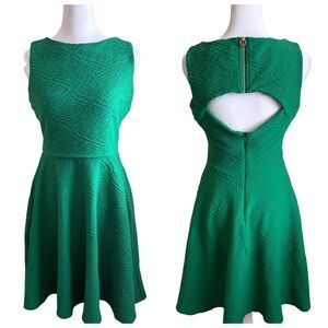 Calvin Klein Green A Line Full Skirt Textured Cocktail Mini Dress Size 2